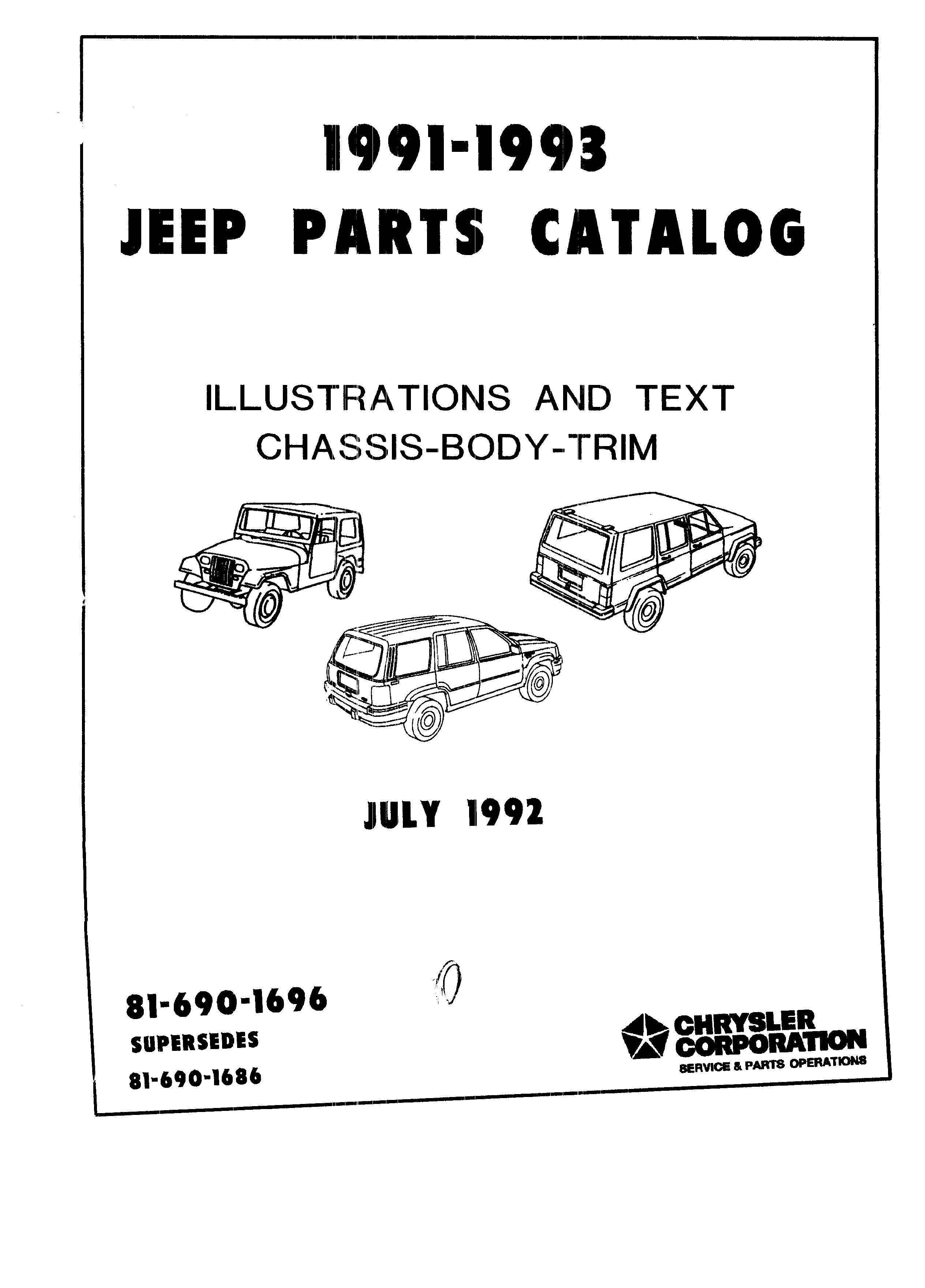 Jeep Parts Catalog July 1992